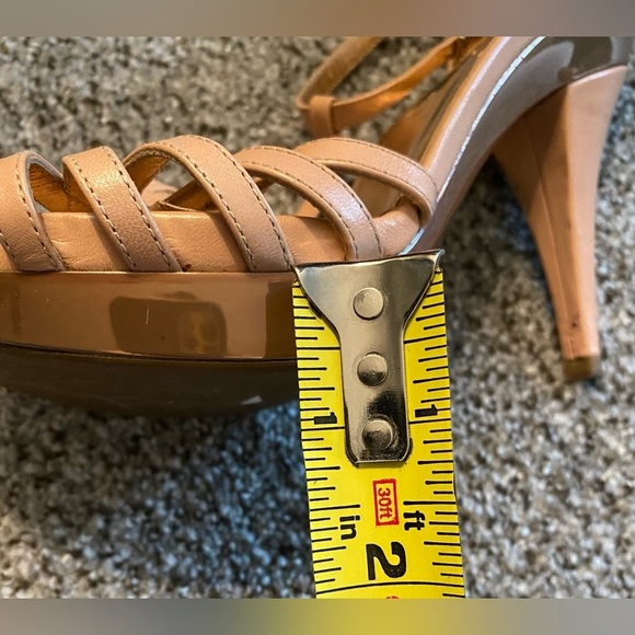 SERGIO ROSSI 36.5 6 Blush Pink Nude Leather Strappy Sandals W Gold Accents R$650 - Picture 6 of 12